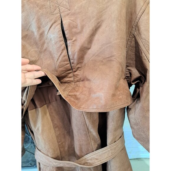 Adventure Bound Men's Leather Duster Long Length Trench Coat Lined Medium... - Picture 10 of 15